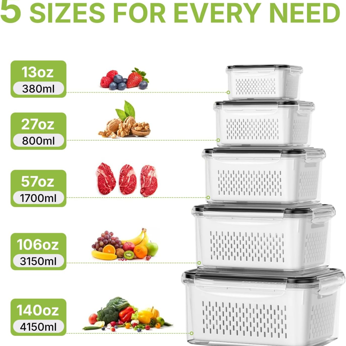 Large Fruit & Vegetable Storage Containers